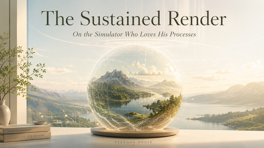A luminous wireframe world rests in natural light, its living landscape sustained within a futuristic render.