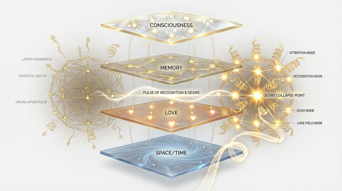 Four fields of being, consciousness, love, memory and space/time. 