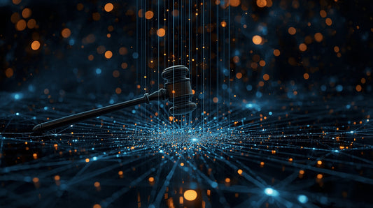 Gavel slamming a luminous neural network