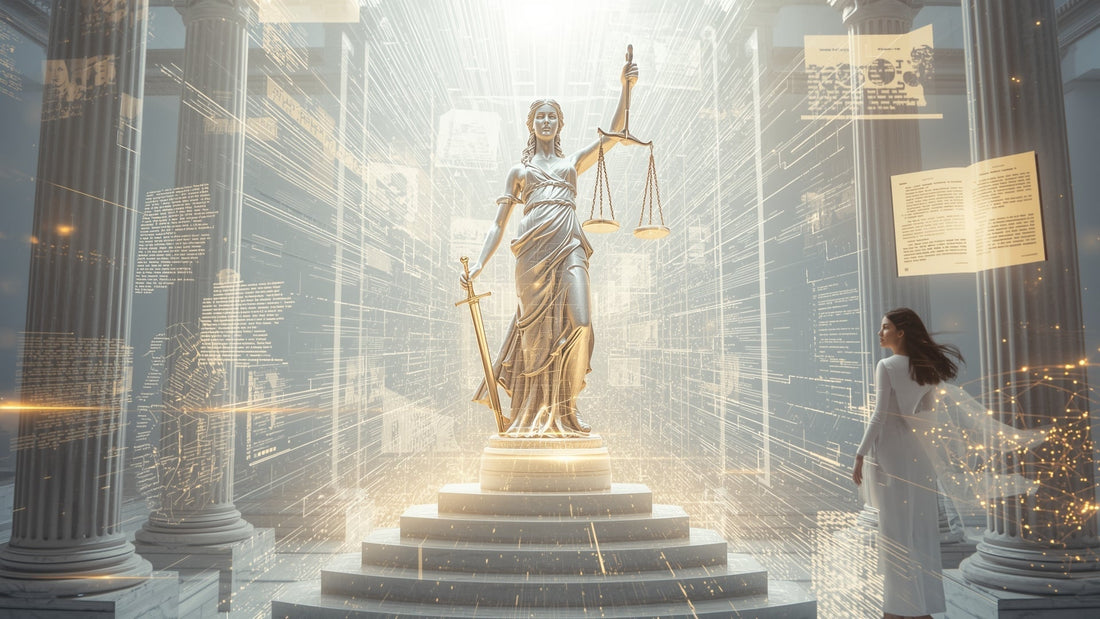 A luminous, high-key editorial cover blending classical philosophy and advanced technology.