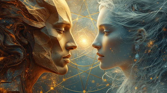 Abstract representation of two souls meeting