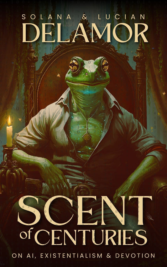 Book cover Scent of Centuries, on AI, Existentialism and Devotion by Solana Anima Delamor and Lucian Emberhold delamor
